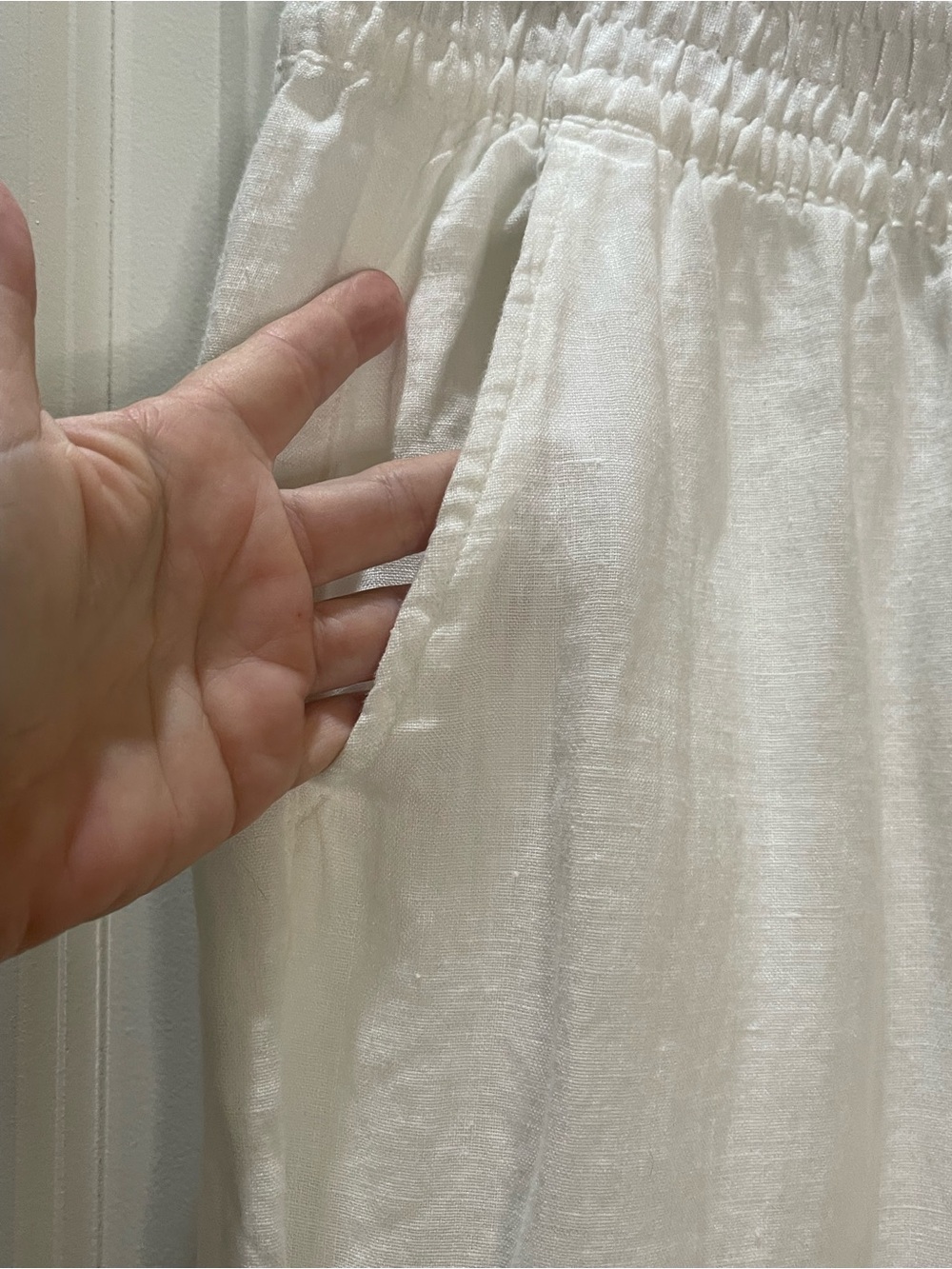 Rachel Zoe White Linen Wide-Leg Pants with Eyelet Trim M - Picture 4 of 6